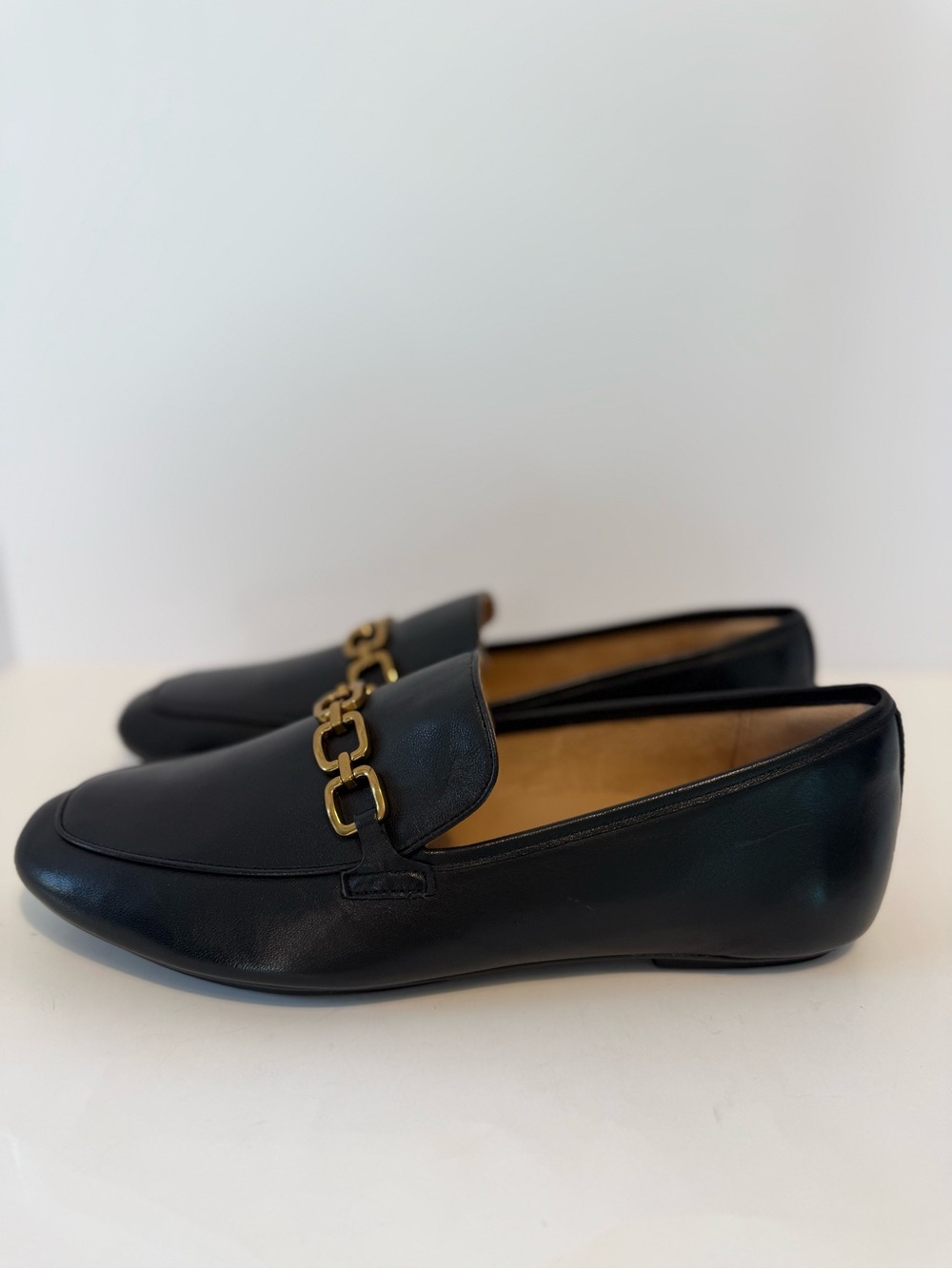 FitFlop Delicato black leather chain loafer flats comfort slip on ladies 11